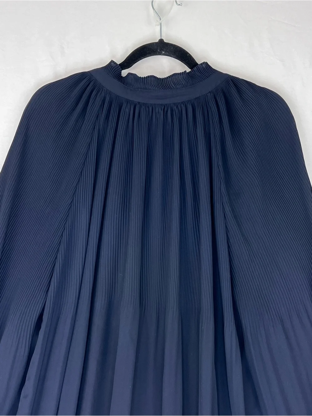 Lauren Ralph Lauren Georgette Tie-Neck Top LRL Blue 3XL Pleated Classic Office